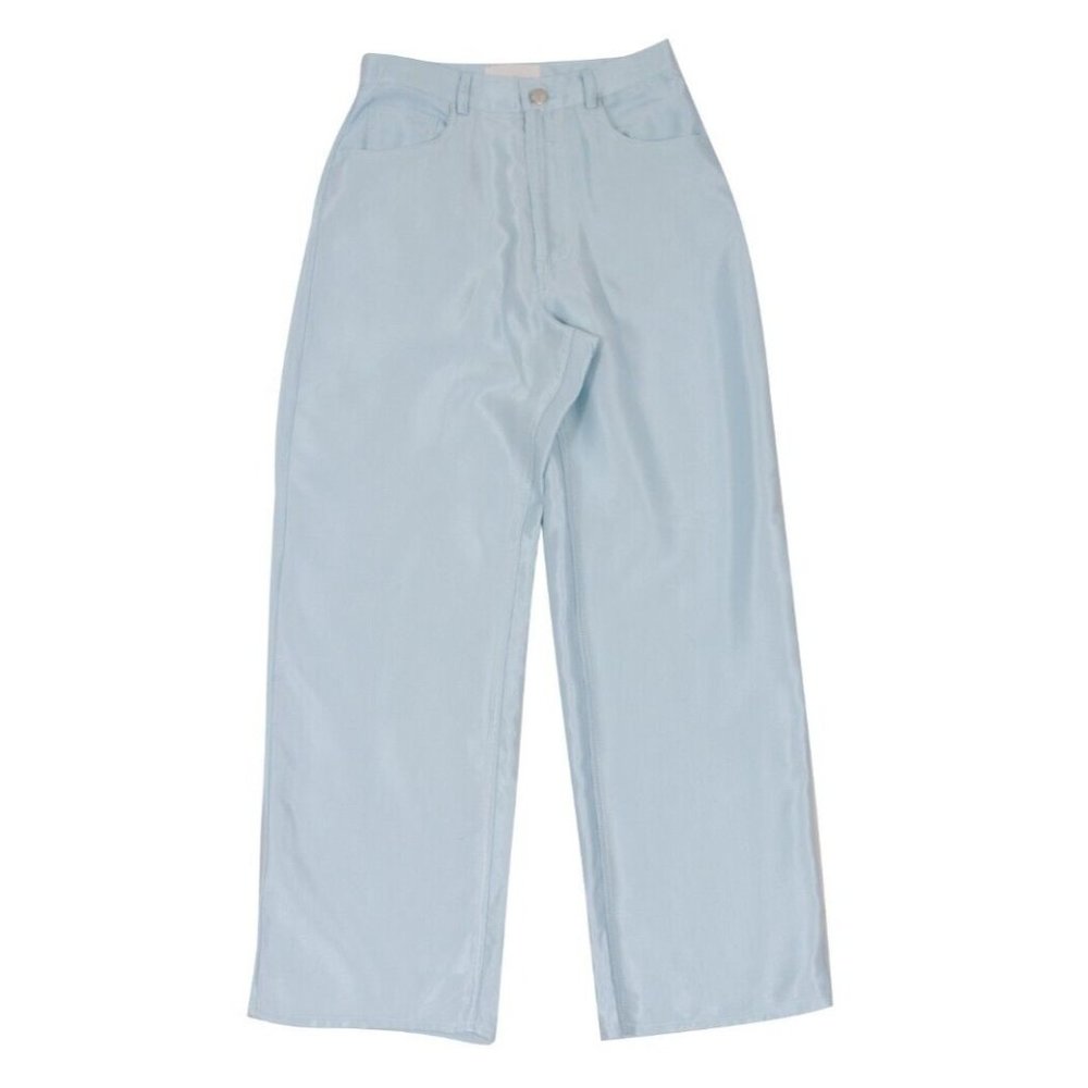 Fleur Du Mal Womens Wide Leg Pants Small Light Blue Viscose Cotton Flared Jeans